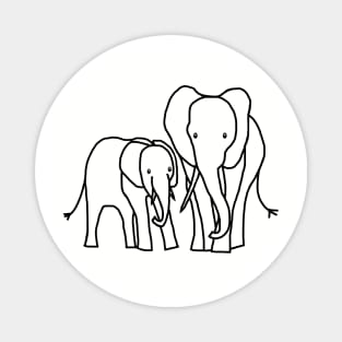 Little Elephant and Big Elephant For Kids Outline Magnet